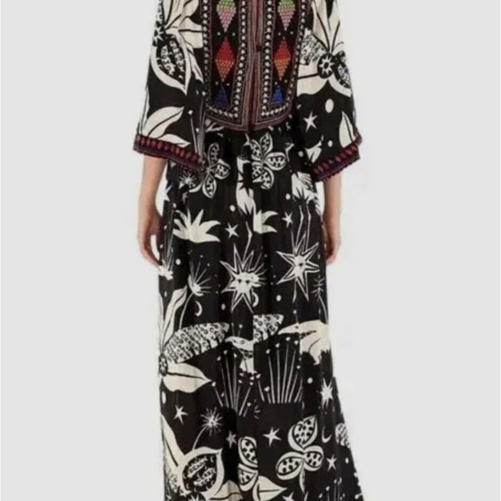 NWT Farm Rio black & white Cerroda Sky maxi dress size XL